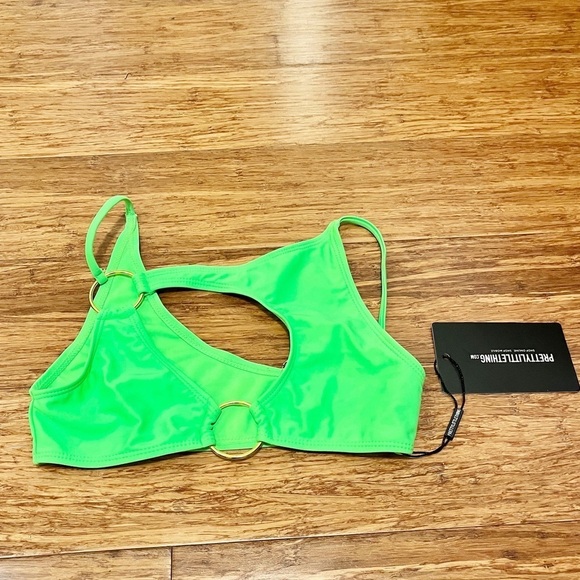 NWT! Pretty Little Thing Lime Green Ring Cut Out Bikini Top & Bottom. Size 0 - Picture 9 of 12